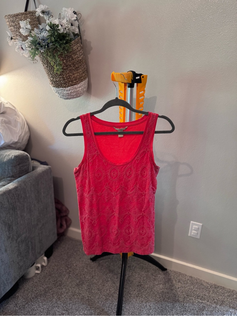 Banana Republic Coral Lace-Overlay Camisole Tank